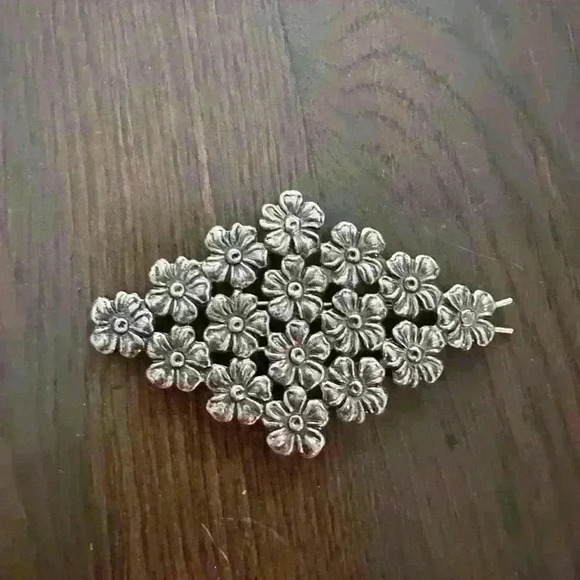 Vintage Hair Barrette with Tiny Floral Design - Picture 1 of 3